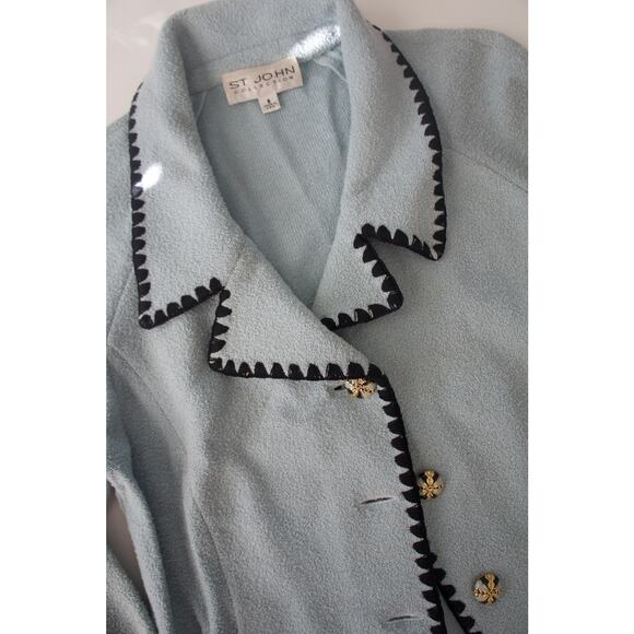 Vintage St. John Blue Knit Jacket with Contrast Trim & Gold Buttons – Size 8 - Picture 7 of 7